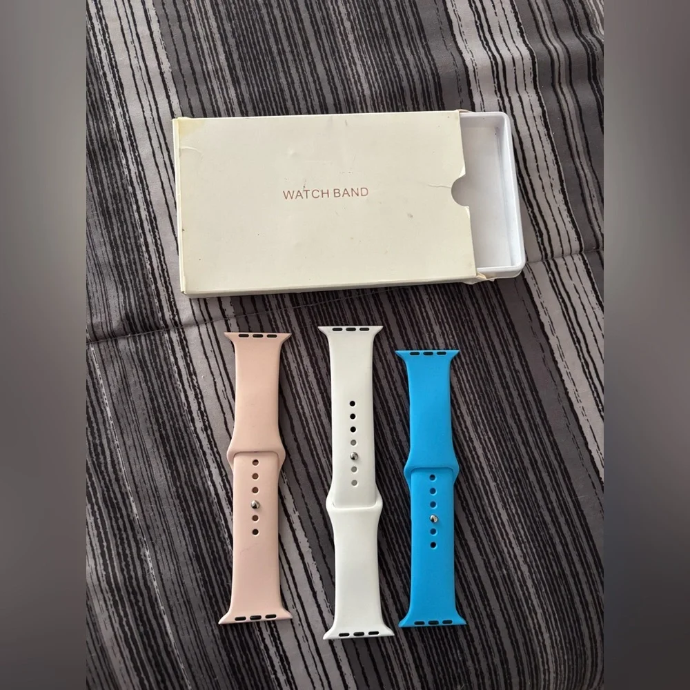 Set of Three Silicone Watch Bands - Pink, White, Blue